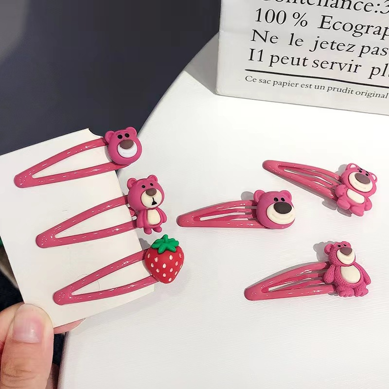 Kẹp mái dính charm losto - kẹp gấu dâu dễ thương cho nữ - Kẹp tóc mais - Selenshop