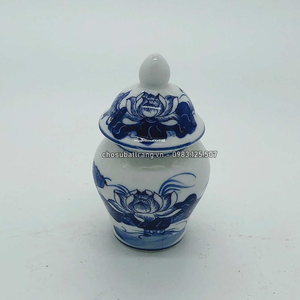 Chóe cúng xanh lam sen - chung nước thờ cúng trên bàn thờ