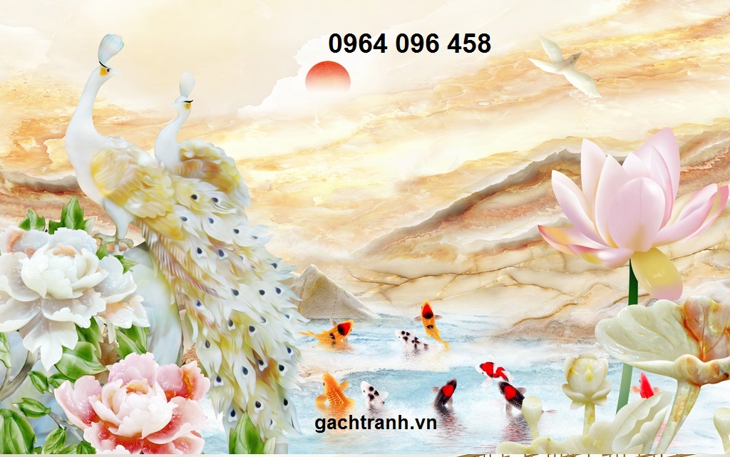 gạch tranh 3d mẫu tranh chim công - DNN6