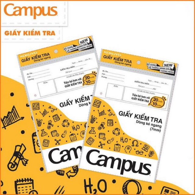 [Lấy mã giảm thêm 30%] Giấy kiểm tra cấp 2 dòng kẻ ngang Campus