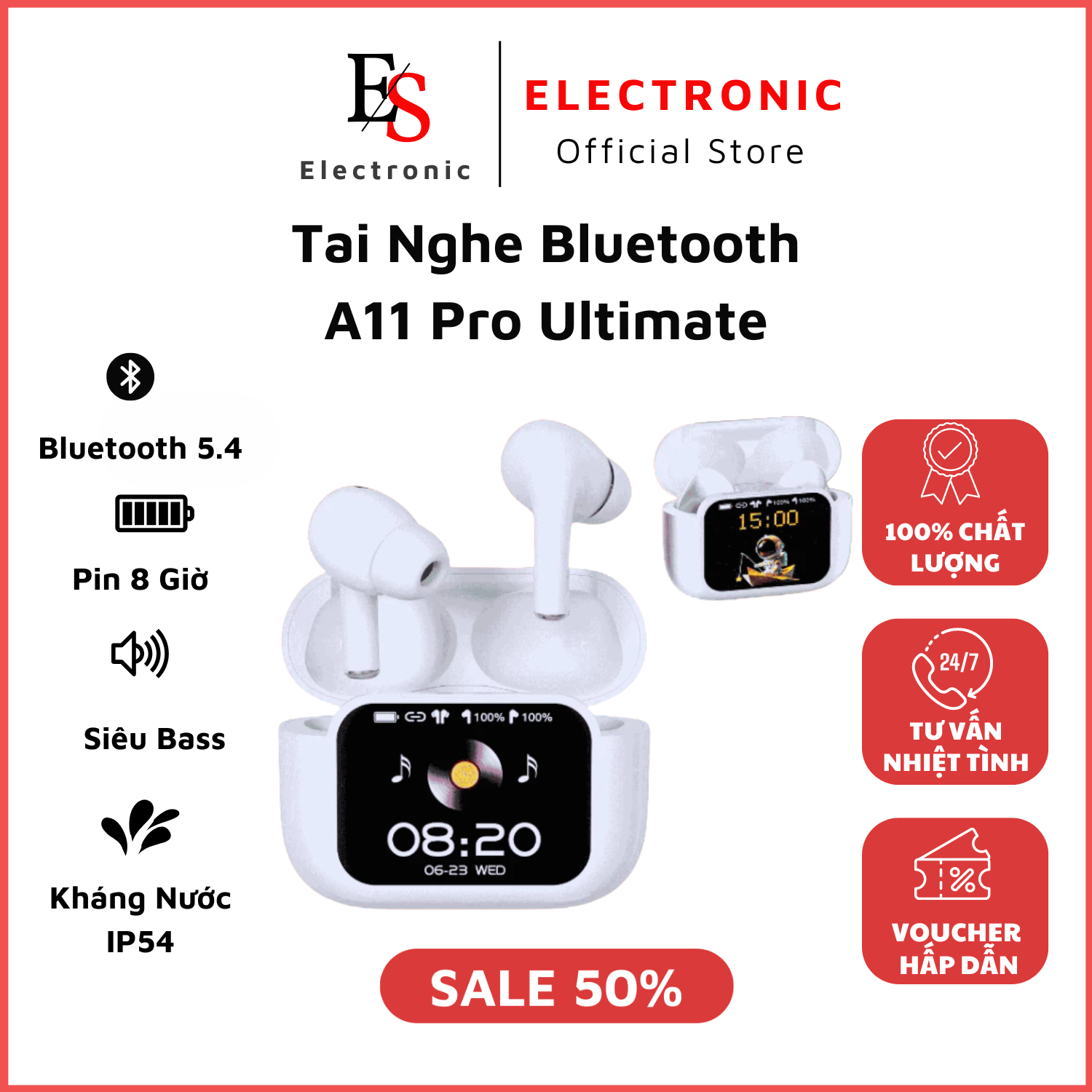  Tai Nghe Bluetooth A11 Pro Ultimate  A15 Pro- Tai Nghe Màn Hình Cảm Ứng Rộng- Chống Ồn ANC ENC- Micro Tích Hợp- Bass Cực Căng- Pin 6 Giờ- Full Chức Năng- Bản Nâng Cấp A9 Pro. BH 2 Năm 