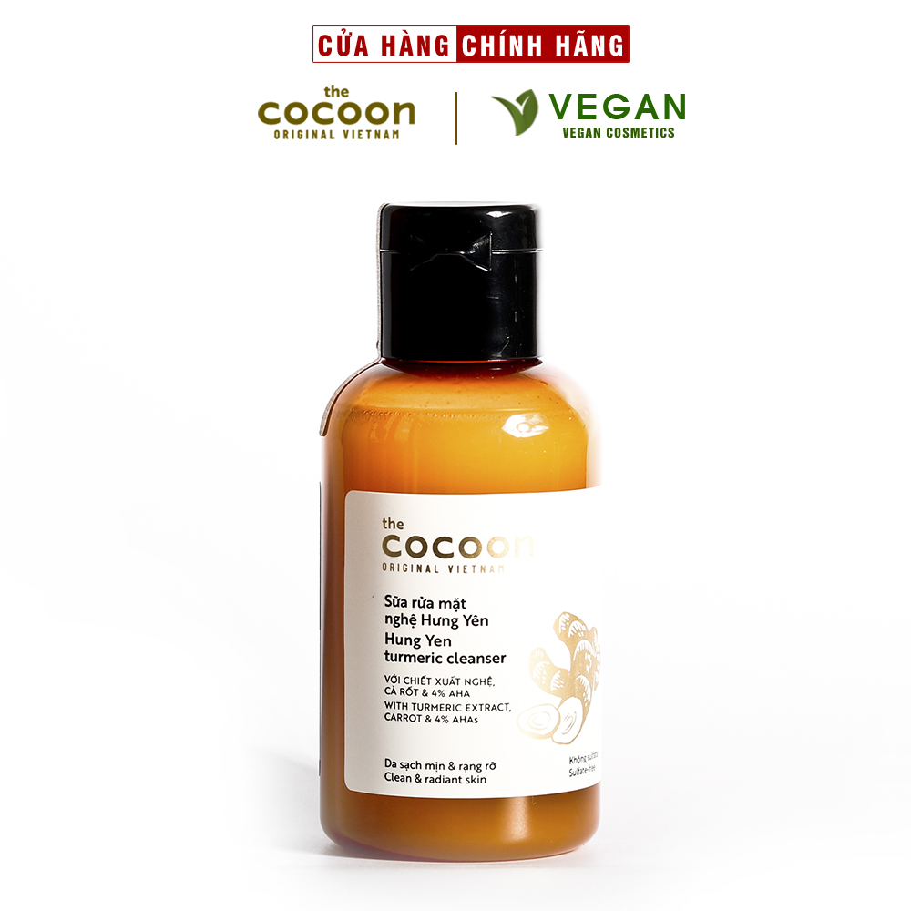  Sữa rửa mặt nghệ Hưng Yên cocoon 140ml sáng mịn da 100% VEGAN - Mỹ phẩm thuần chay 