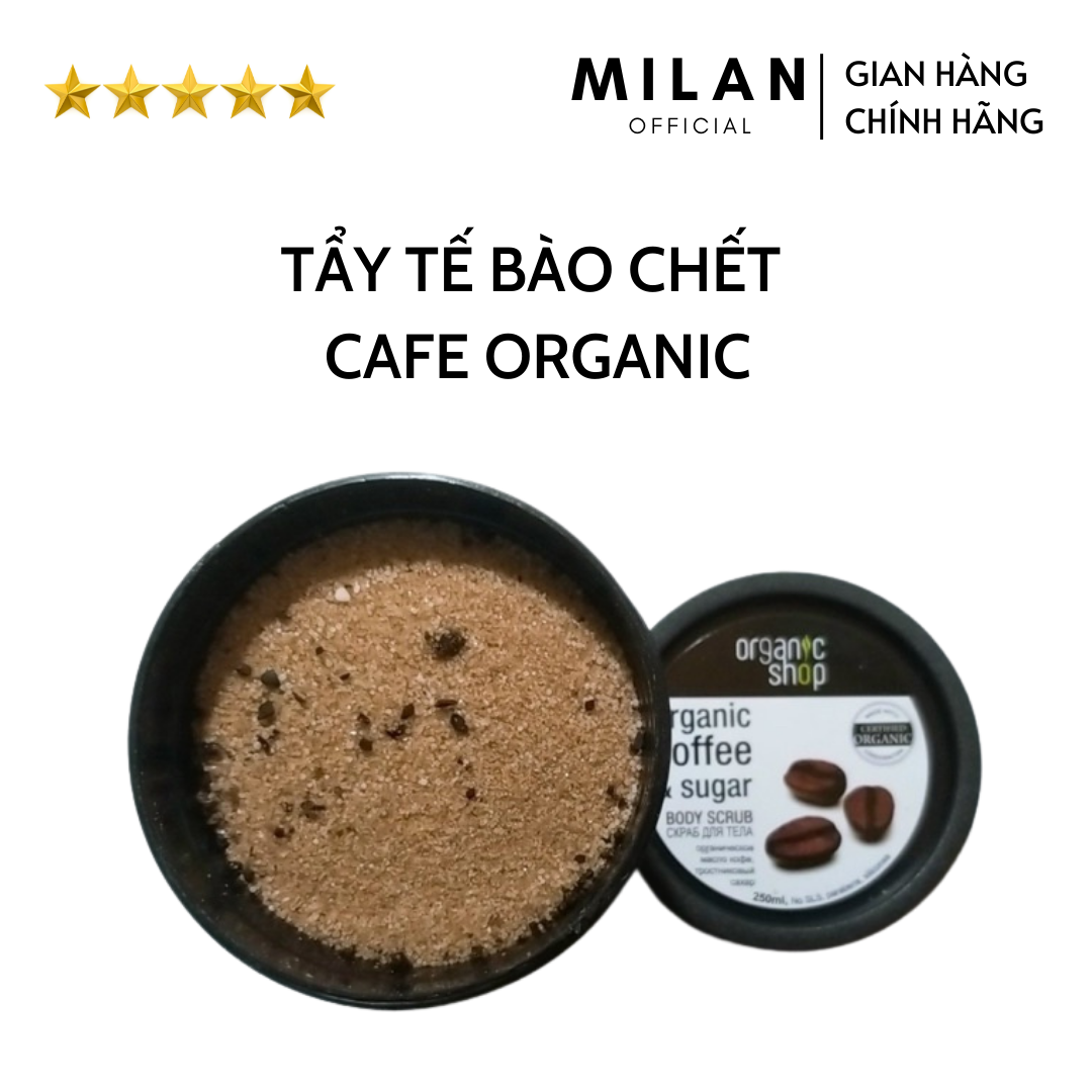 Muối Tẩy Da Chết Toàn Thân Organic Cafe dạng muối hạt 250ml