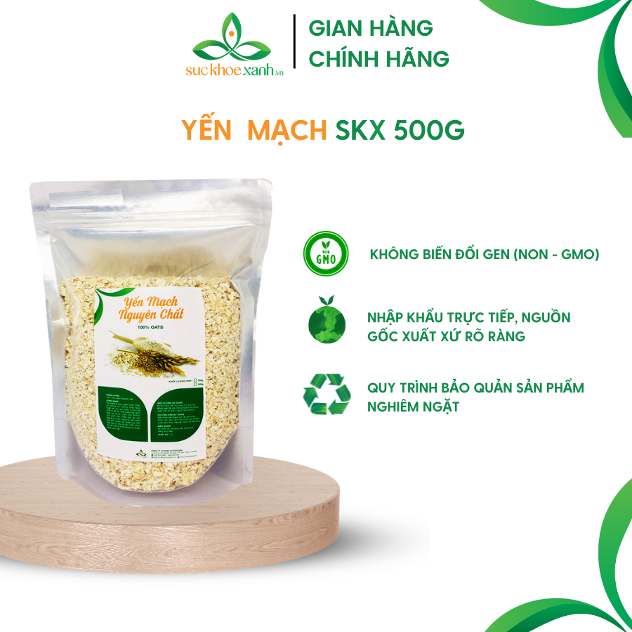 Yến mạch nguyên hạt cán dẹp Sức Khỏe Xanh - 500g/túi
