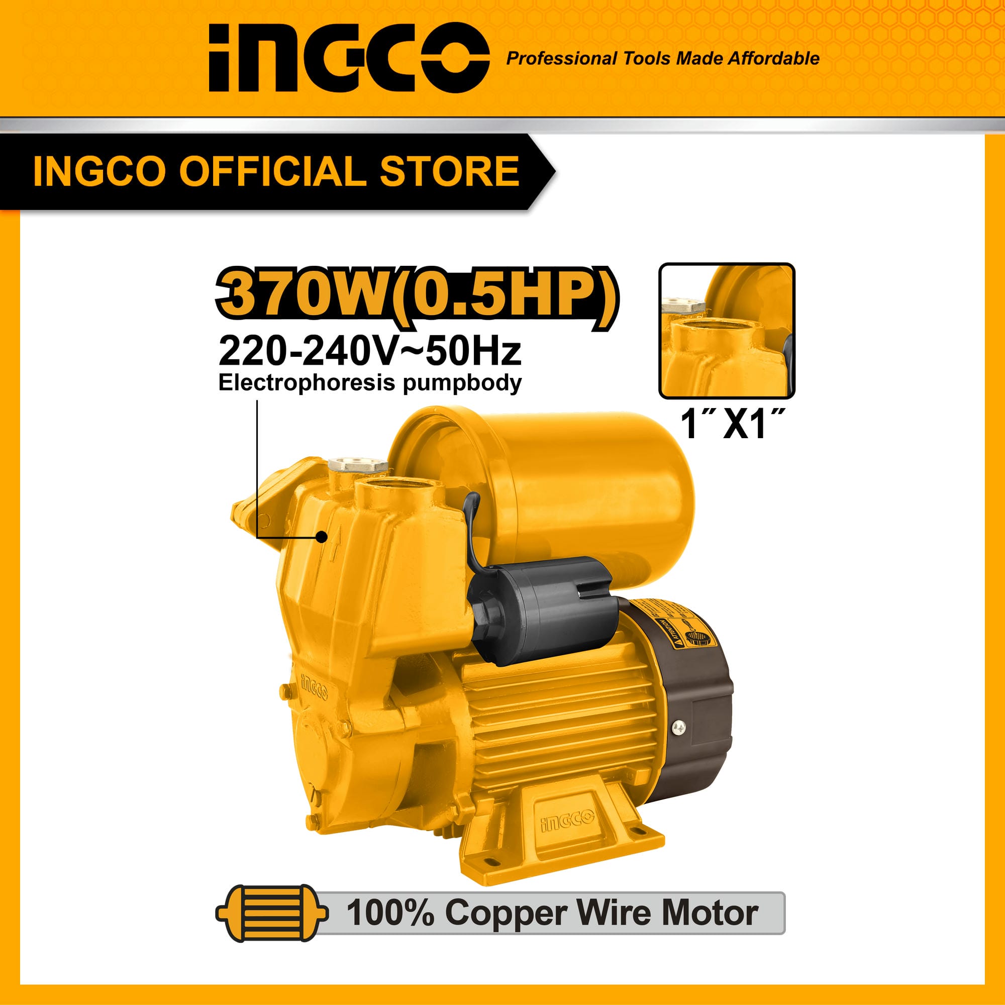 Máy bơm nước tự mồi 370W INGCO VPA3708