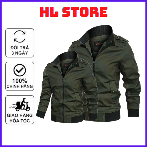 Áo khoác kaki 2 lớp cặp nam - nữ màu xanh rêu