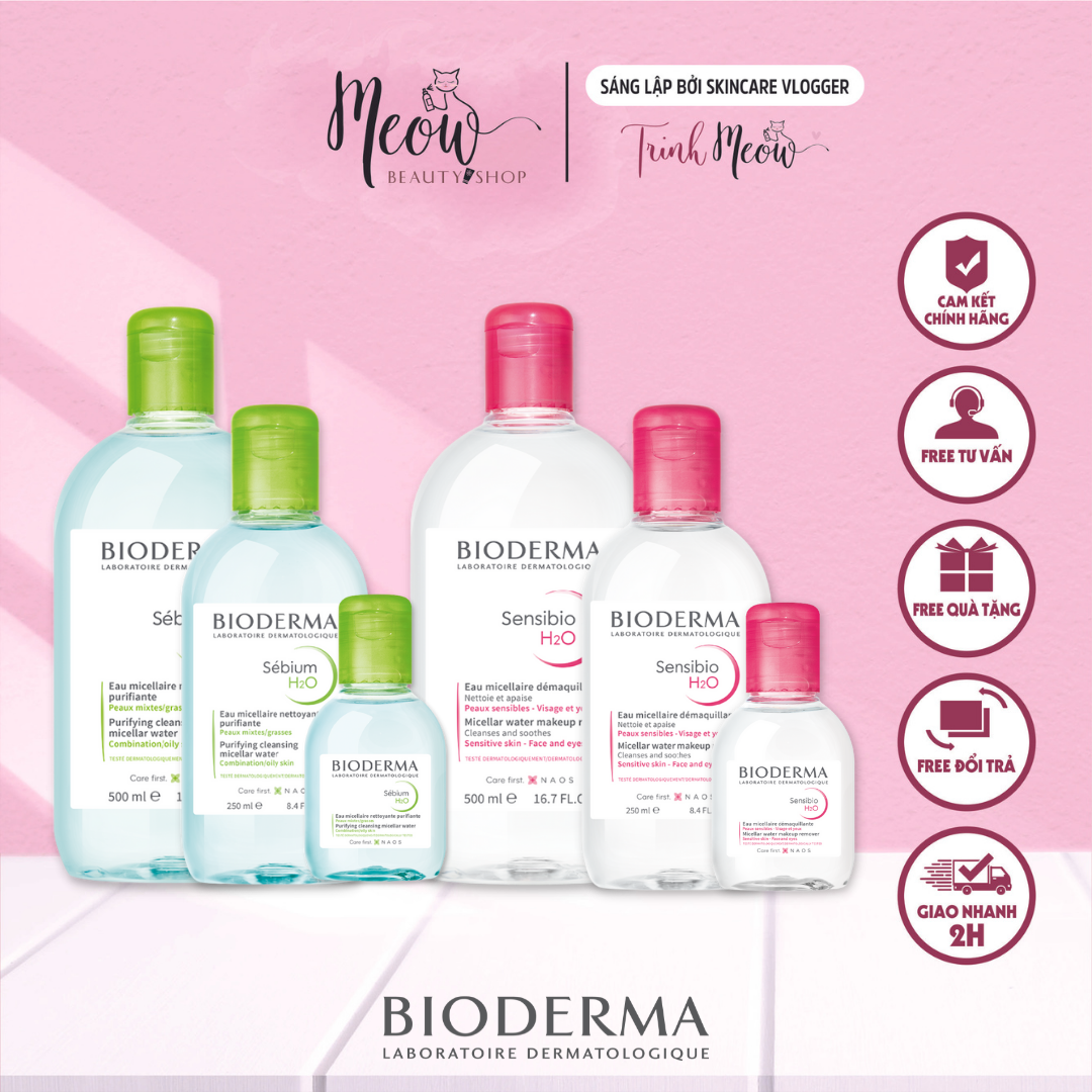 Bioderma - Nước Tẩy Trang Bioderma Micellaire Solution Sensibio - Sebium H2O