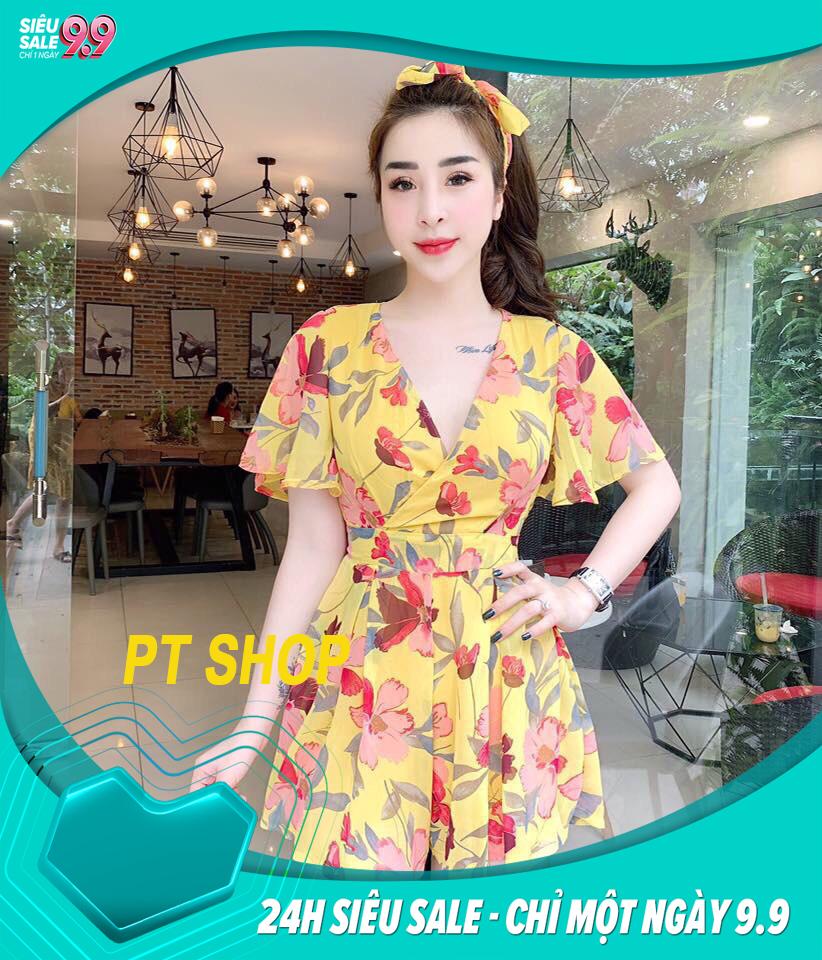 Đầm Jumpsuit Voan Hoa Kèm Băng Đô Xinh Xắn Thời Trang Công Sở Athens