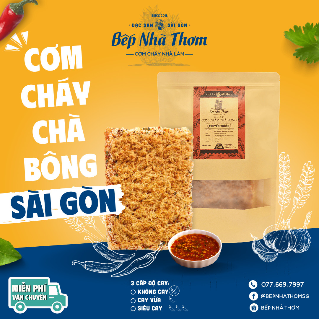 Cơm cháy chà bông truyền thống 250g - bếp nhà thơm