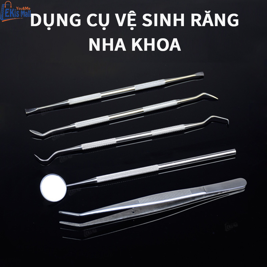 Cạo vôi răng Kèm Hộp bằng thép Dụng cụ nha khoa lấy cao răng tẩy cao răng vôi răng tại nhà chuyên nghiệp cao cấp Bộ cạo răng vệ sinh chăm sóc răng miệng chống mảng bám hôi miệng