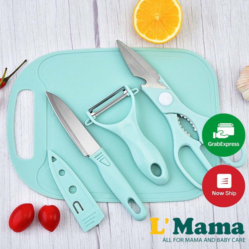 Bộ dao thớt chế biến đồ ăn dặm cho bé , bộ chế biến 4 món tiện lợi