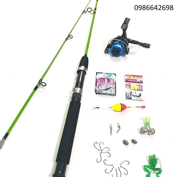 Bộ cần câu máy 2 khúc đặc 1m65, 1m8, 2m1, 2m4, 2m7 kèm máy và phụ kiện