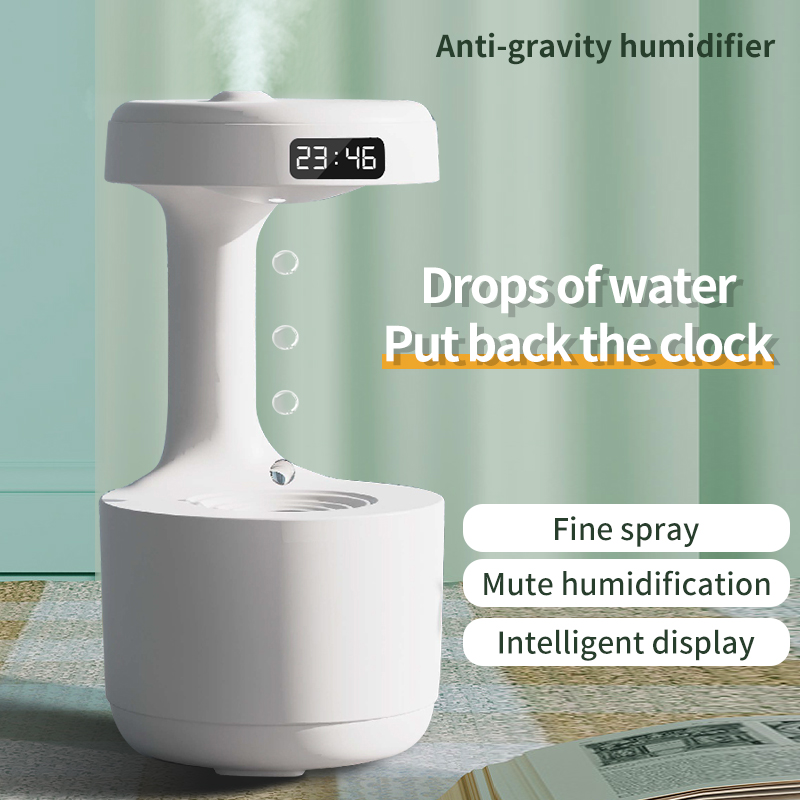 Máy tạo độ ẩm không khí 800ml chống trọng lực vui nhộn giọt nước siêu âm mát sương mù nhà sản xuất máy khuếch tán sương mù với màn hình LED văn phòng nhà