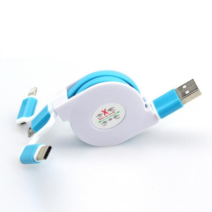 Cáp sạc dây rút 3 đầu tiện lợi