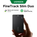 UGREEN 2-in-1 Smart Finder Locator IP68 Support Google + Apple IOS System Work with Apple Find My App and Android Find HUB App 5-year Battery Life Cold-pressed Card Black