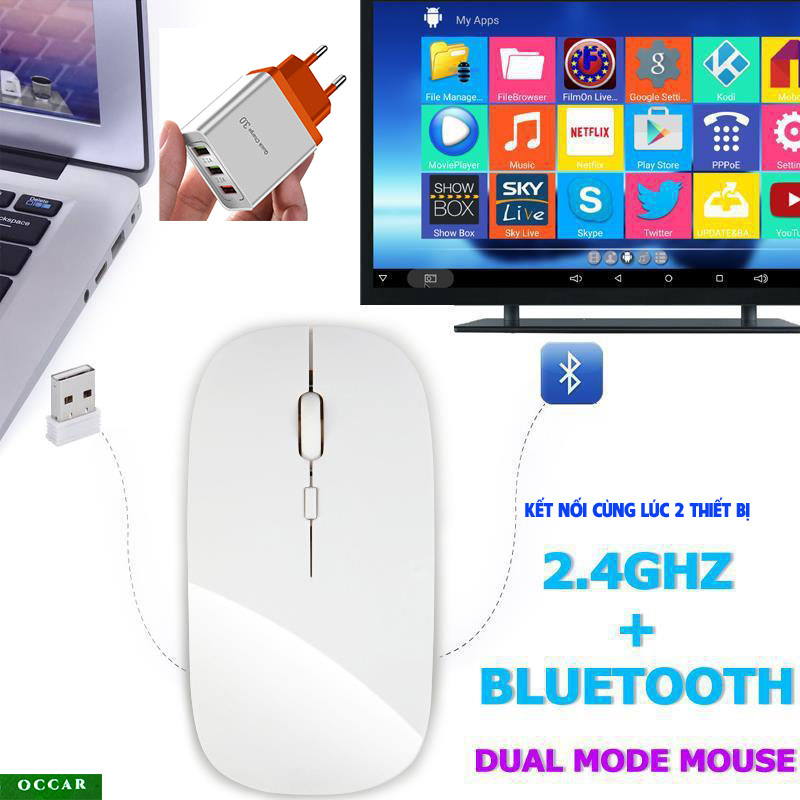 Combo Chuột Không Dây Bản Nâng Cấp Không Dùng Pin, Không Âm Thanh, Không Phát Quang, Nhỏ Gọn Apple, Pin khỏe, Không Bị Stress Khi Dùng Như Như Chuột Thường Có Âm Thanh Phát Ra, Occar