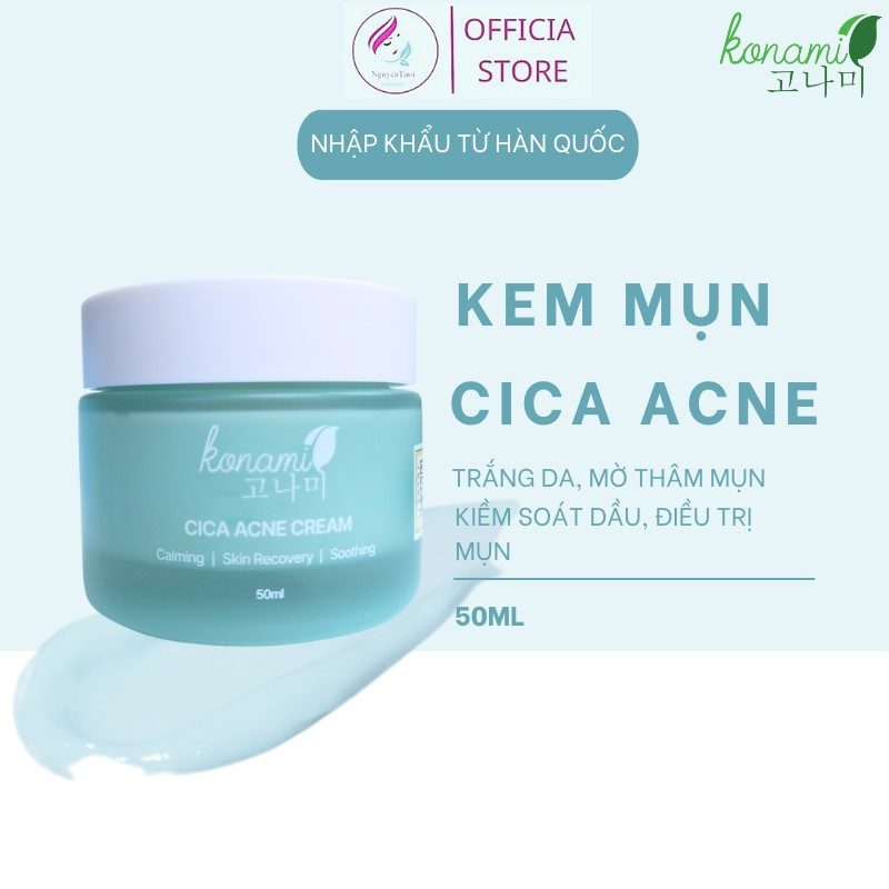 Kem mụn Konami Cica Acne trắng da, mờ thâm , giảm mụn cho da dầu mụn, nhạy cảm 50ml