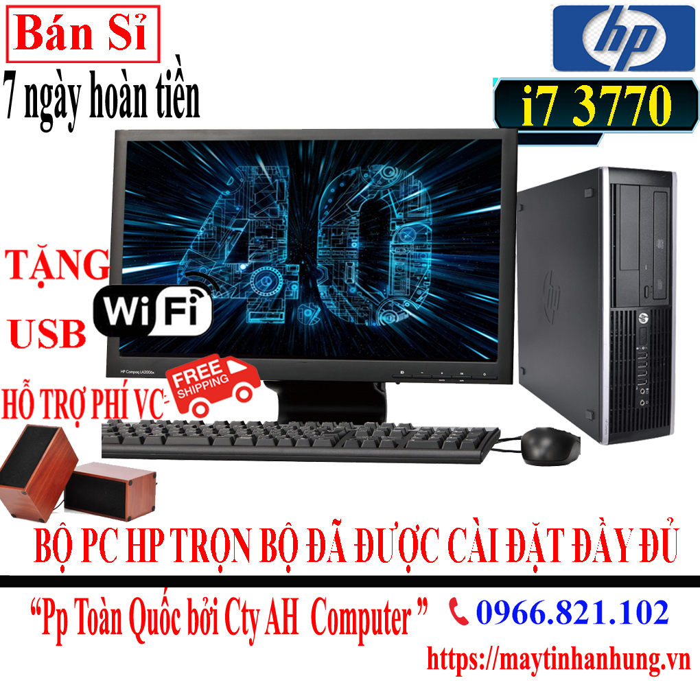 Bộ máy tính để bàn Hp Core i7 máy tính đồng bộ dùng dự án văn phòng, học tập, giải trí sản phẩm trọn bộ đầy đủ - Tặng USB Wifi