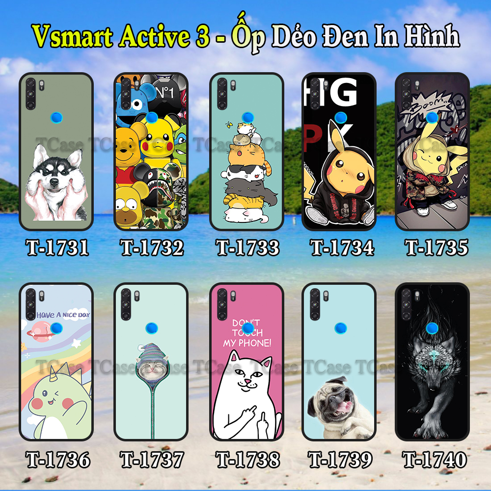 Ốp lưng Vsmart Active 3 dẻo đen in hình Tổng Hợp Mẫu Đẹp