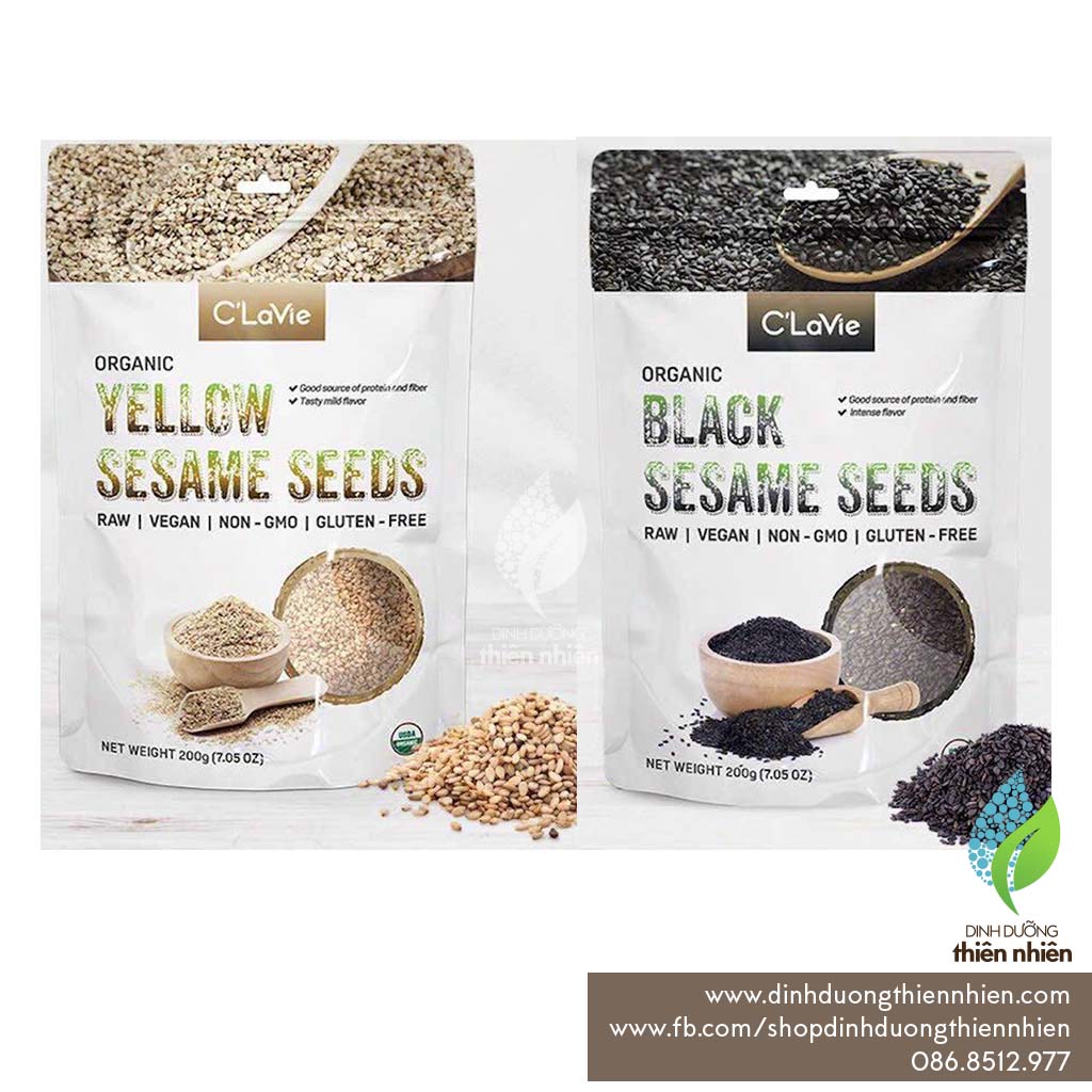 [200g] Hạt Mè Đen - Mè Vàng Hữu Cơ C'Lavie Organic Black Sesame Seeds, 200g