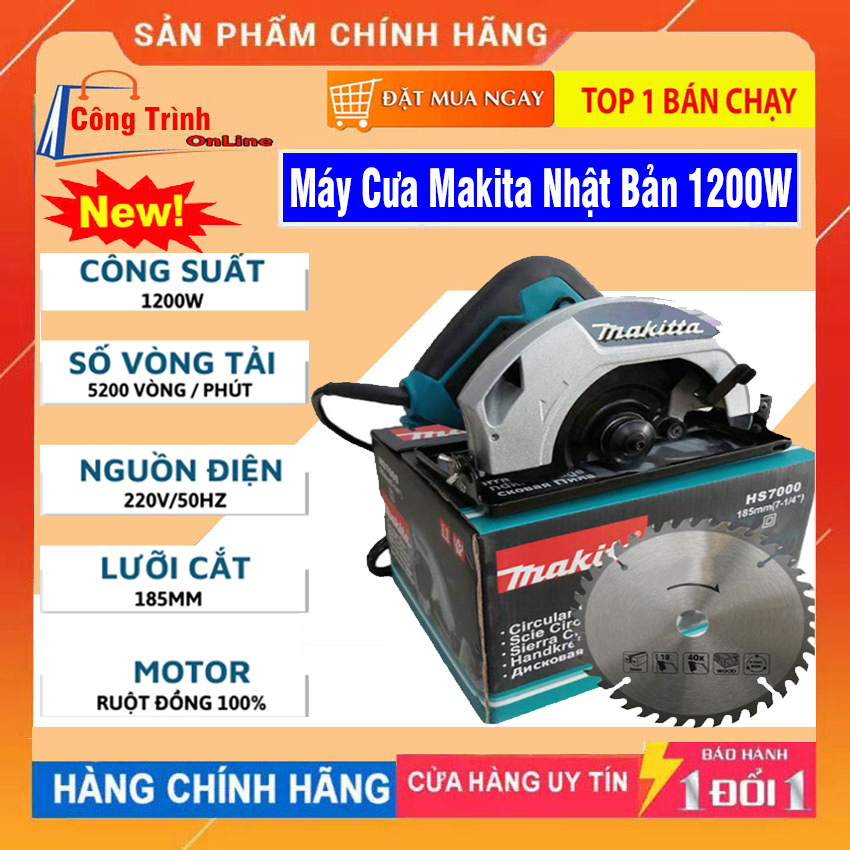 TẶNG KÈM LƯỠI CẮT 185MM MÁY CƯA ĐĨA MAKITA HS7000 MÁY CƯA GỖ CẦM TAY Sử dụng chất liệu cao cấp không gỉ sét hư hại an toàn cho người sử dụng