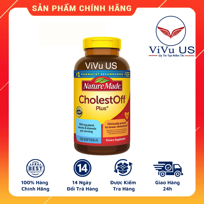 [ CHÍNH HÃNG ] Viên Uống Giảm Cholesterol – CholestOff Plus 210 Viên Của Nature Made Mỹ. [ HSD 9/2026 ]