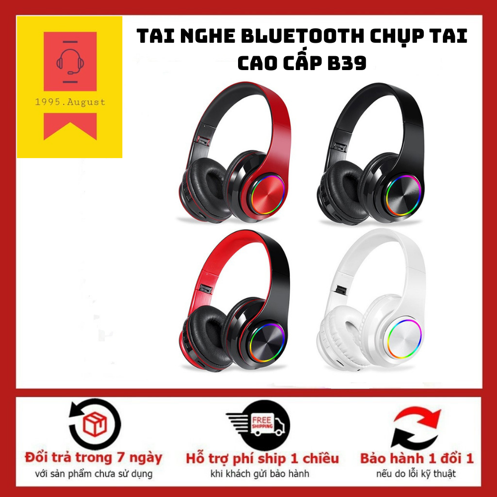 Tai Nghe Bluetooth Chụp Tai Cao Cấp B39 - Bass cực mạnh, Pin Trâu 400mAh, Hỗ Trợ Thẻ Nhớ