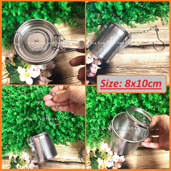 Dụng Cụ Lọc Trà, Lọc Gia Vị Inox  Không Gỉ Cao Cấp - Có Móc Treo Tiện Dụng - Size 8cm, 10cm. Phù hợp cho Nhà hàng Bar, quán ăn, quán nước ĐẲNG CẤP