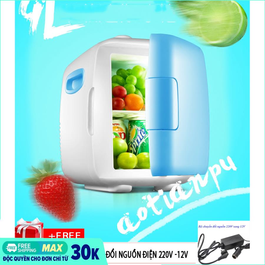 Tủ mát mini PLD 4L - 12V dùng cho xe hơi + Tặng kèm bộ chuyển đổi nguồn 220V-12V dùng trong gia đình -Tủ mát mini car 2 chế độ nóng 60 độ lạnh 5 độ - tủ mát mini Xe hơi