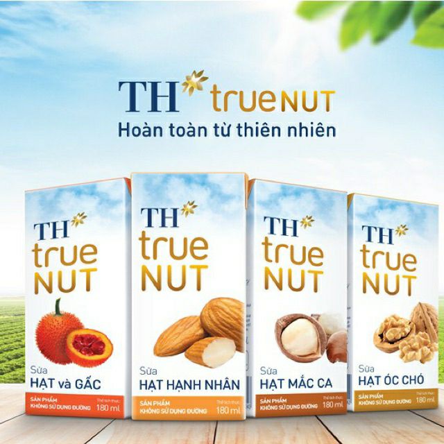 LỐC 4 HỘP SỮA HẠT TH TRUE NUT 330ML ĐỦ VỊ ÓC CHÓ, HẠNH NHÂN, MACCA