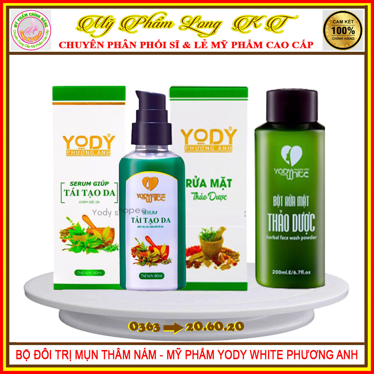 [Chính Hãng]Bán chạy Bộ đôi sản phẩm Thảo dược tái tạo da trị mụn trị nám tàn nhang YODY WHITE Phương Anh