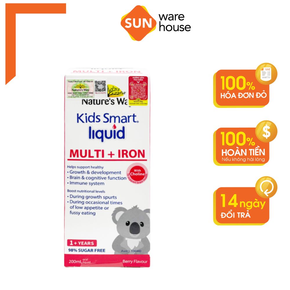 Siro Uống Nature's Way Kids Smart Liquid Multi + Iron Hỗ Trợ Nâng Cao Sức Đề Kháng Cho Trẻ 200ml Sunware House