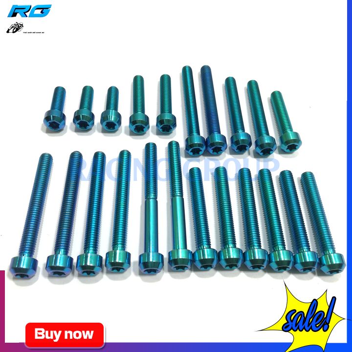 Bộ ốc lốc máy gr5 gắn xe máy ex135 22 con màu titan và lục bảo