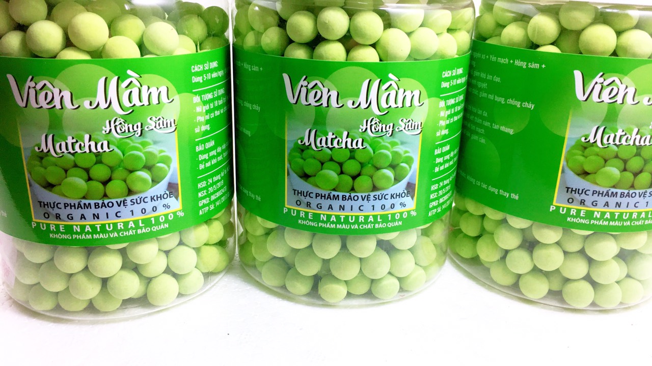 Viên mầm đậu nành matcha hộp 500gr