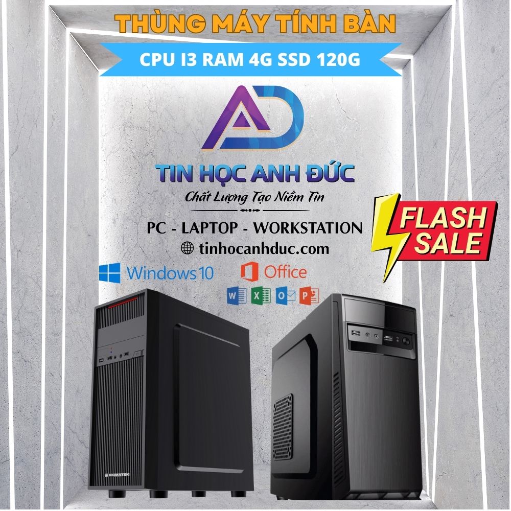 Thùng Máy Tính Bàn H61 CPU i3 RAM 4G Ổ Cứng SSD 120GB Sử dụng giải trí văn phòng nghe nhạc xem phim mượt Có sẵn Window 10 - Tin học Anh Đức