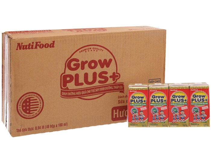 Thùng 48 hộp sbps nutifood grow plus+ sdd 180ml đỏ