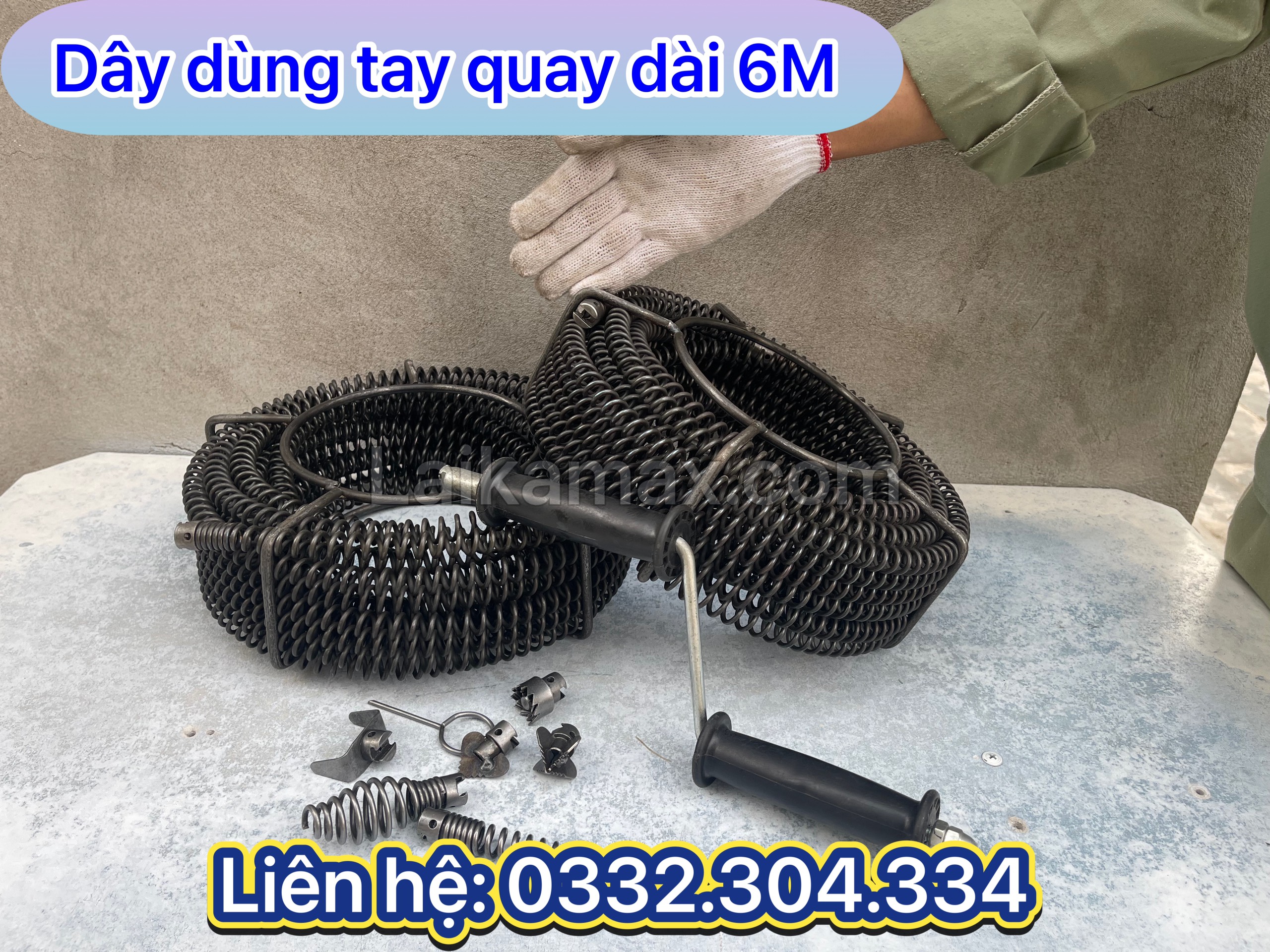 Dây thông cống dùng tay quay dài 6m, thông tắc cống, thông tắc đường ống nước