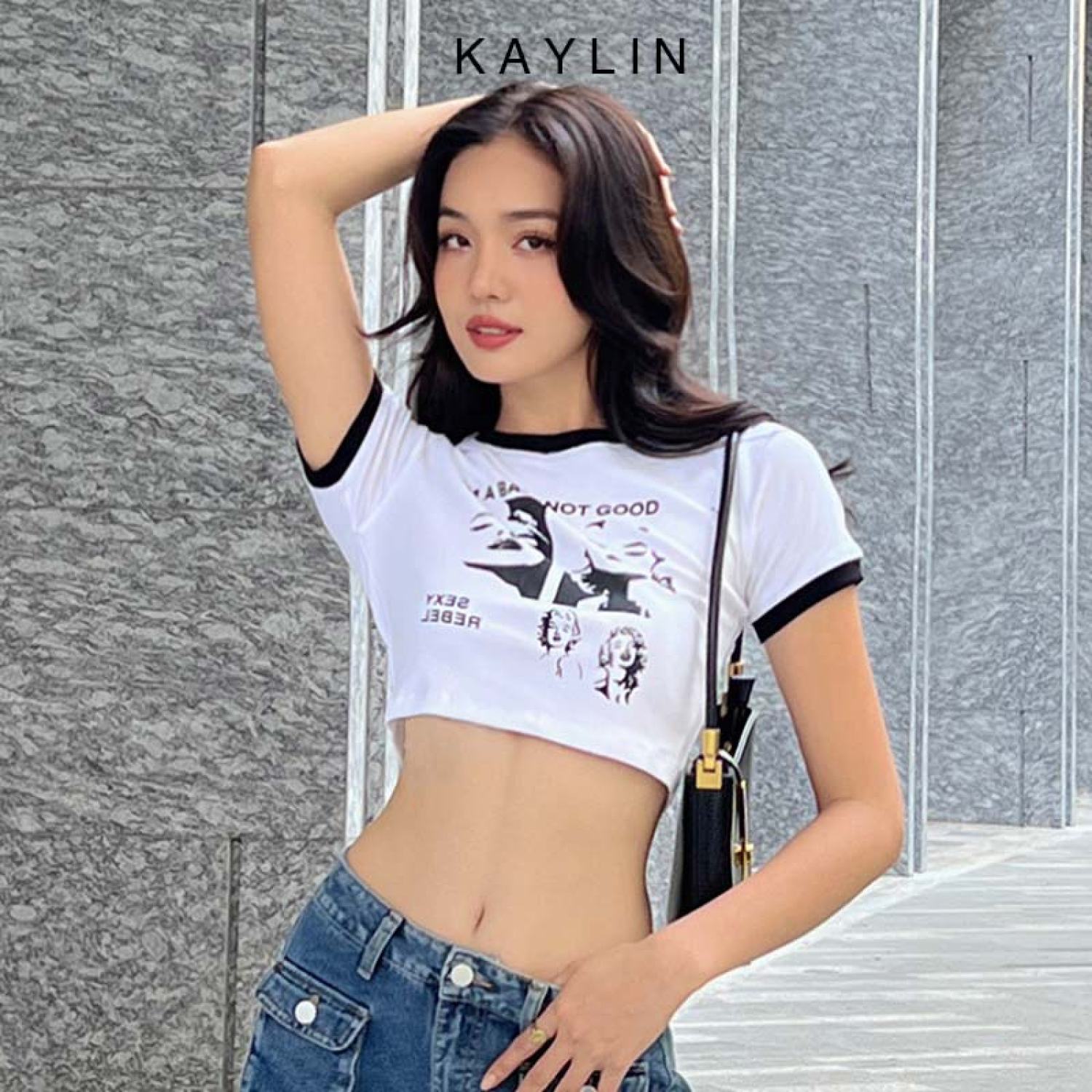Áo thun nữ croptop freesize in hình phong cách KAYLIN - N1958