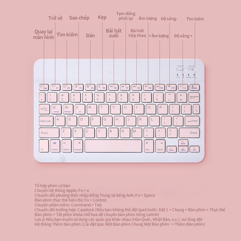 Bàn Phím Bluetooth Không Dây Chất Lượng Cao Cho Máy Tính Bảng /Ipad/ Điện thoại - Piz&Me Shop- Thích gì bán đó