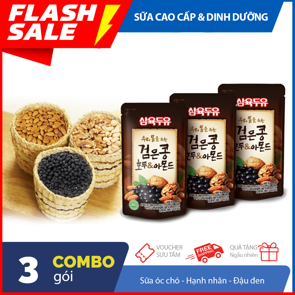 [Freeship] Combo 3 túi 195ml sữa Óc Chó, Hạnh Nhân, Đậu Đen Hàn Quốc tốt cho trẻ em, người già, phụ nữ mang thai và nam giới
