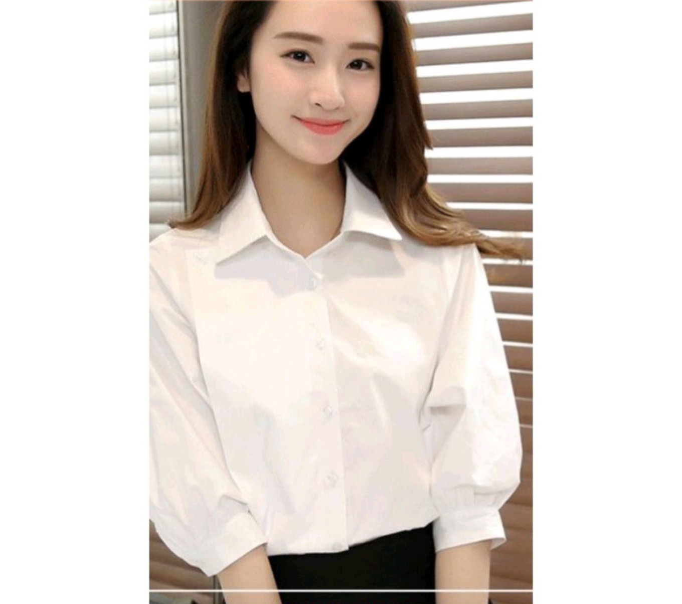 Áo sơ mi nữ tay bồng chất kate mềm mịn