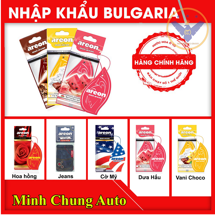 Túi thơm treo ô tô Areon các mùi hương khử mùi nội thất - nhập khẩu Bulgaria