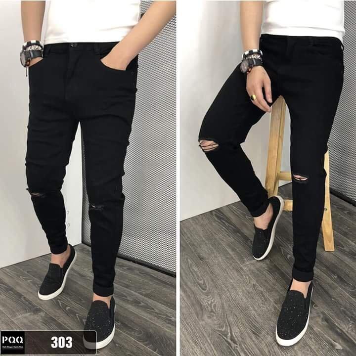 Quần Jeans Nam Rách Form ôm tôn dáng
