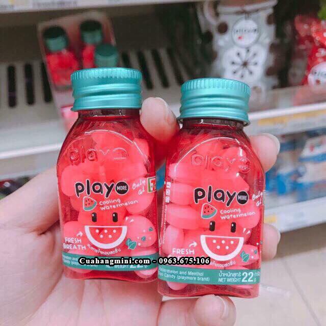 Kẹo ngậm play more dưa hấu dạng hủ 22g
