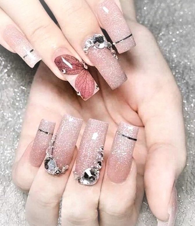 Hoa khô lụa trang tri nail