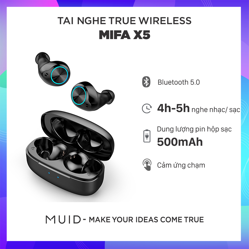 Tai nghe true wireless mifa x5 smart touch bluetooth v5.0