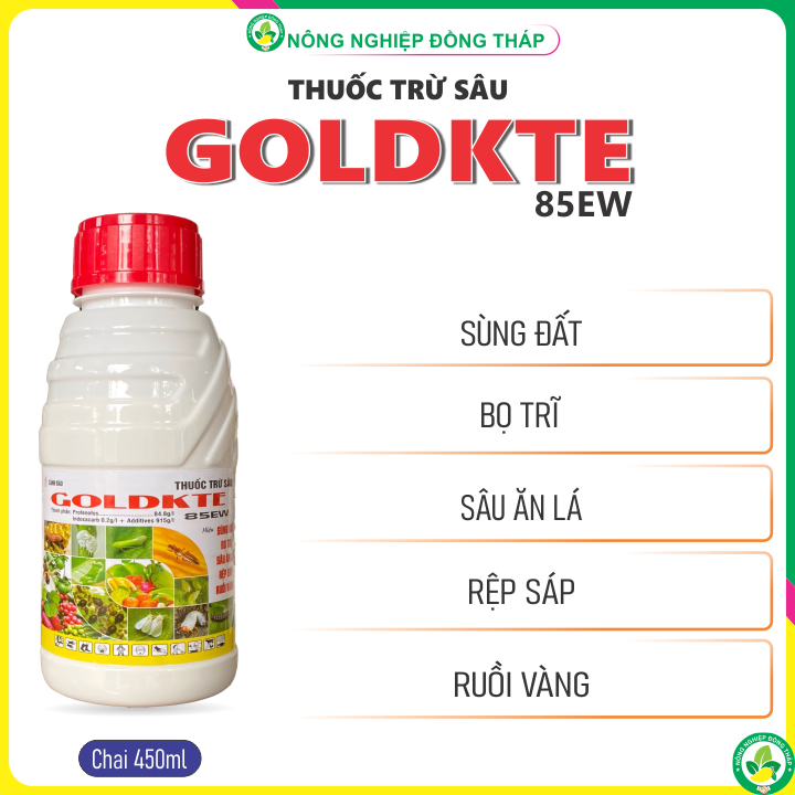 Thuốc trừ sâu goldkte 85ew hiệu sùng đất, bọ trĩ, sâu ăn lá, rệp sáp, ruồi vàng