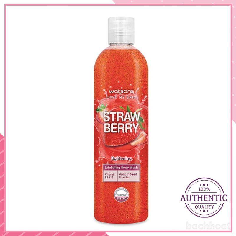 Sữa Tắm Trắng Da Dưỡng Da Dịu Nhẹ Hương Trái Cây Watsons Exfoliating Body Wash Thái Lan 410ml - Top sữa tắm bán chạy nhất Thái Lan, sữa tắm Tẩy Tế Bào Chết, Sữa tắm thải độc, Sữa tắm thơm mịn da