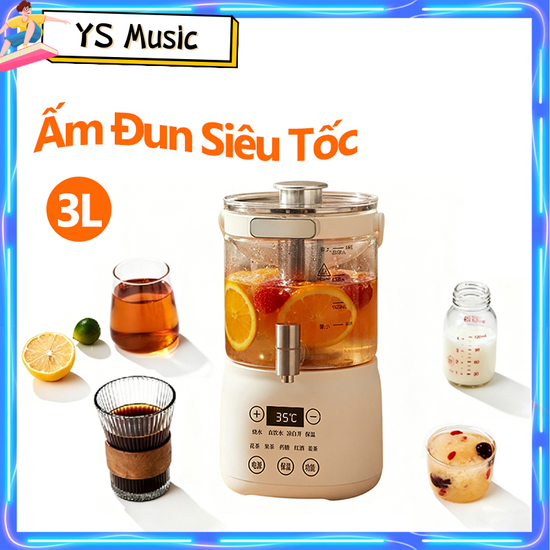 Ấm Đun Thông Minh 3L Đa Chức Năng,9 Chức Năng Lớn, Bảo Ôn 24H, Nấu Nhanh 1000W, Gửi phần tử bộ lọc