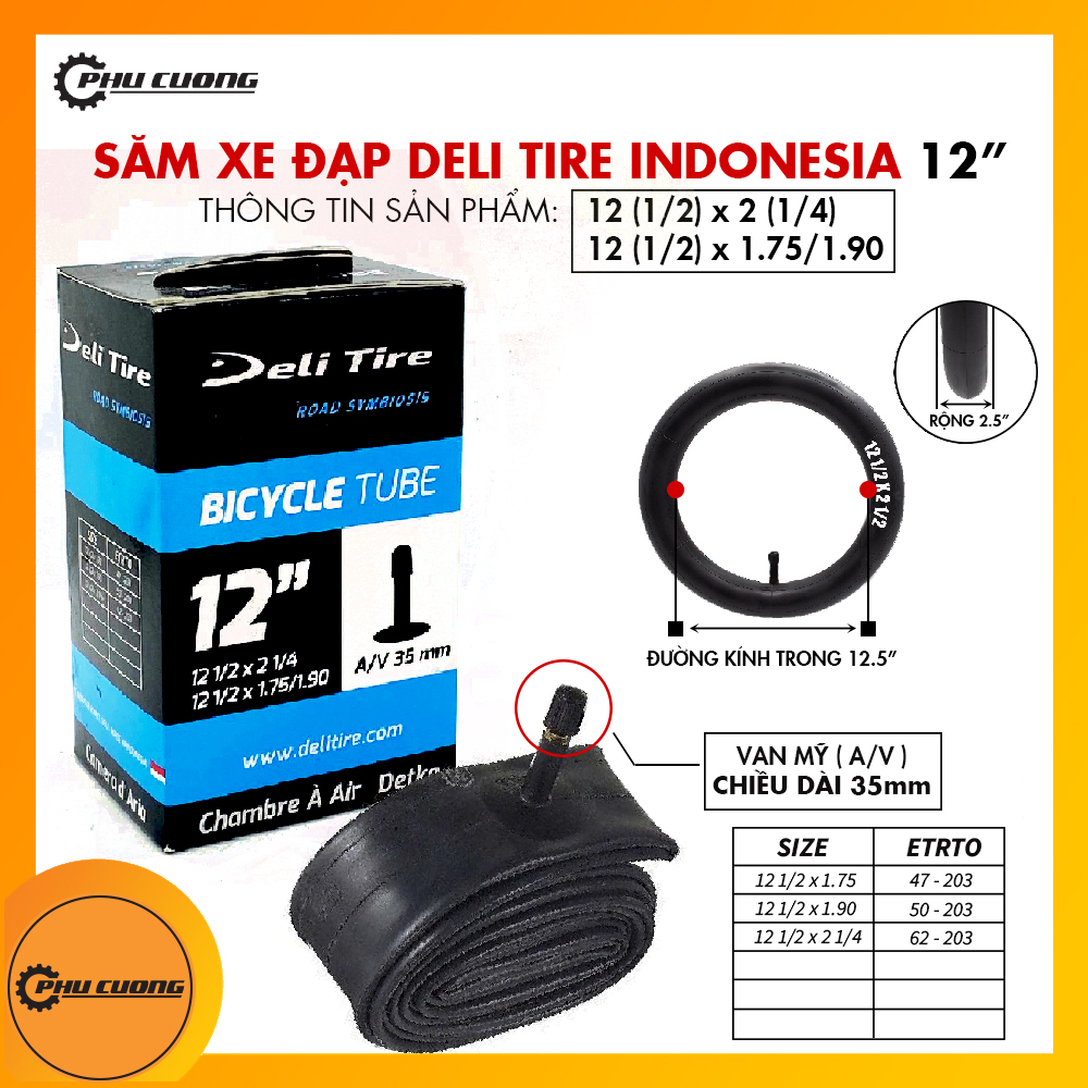 Săm xe đạp trẻ em - ruột xe đạp deli tire 12"